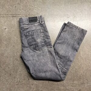 Authentic‎ Icon Ai Mens Grey Straight Leg Whiskered Denim Jeans 34x32